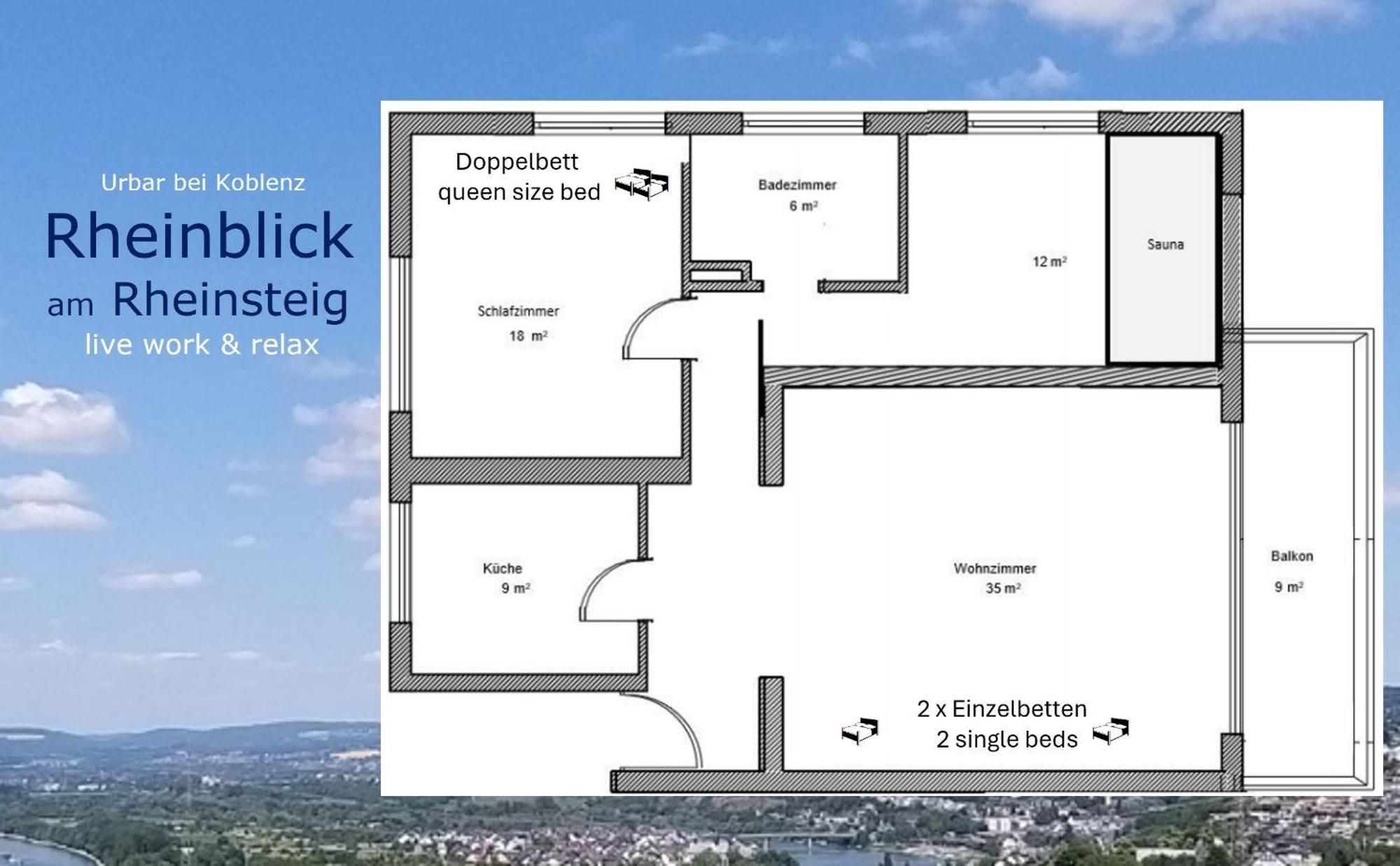 Rheinblick Am Rheinsteig Zur Festung Ehrenbreitstein Mit Balkon Und Sauna Urbar  Zewnętrze zdjęcie